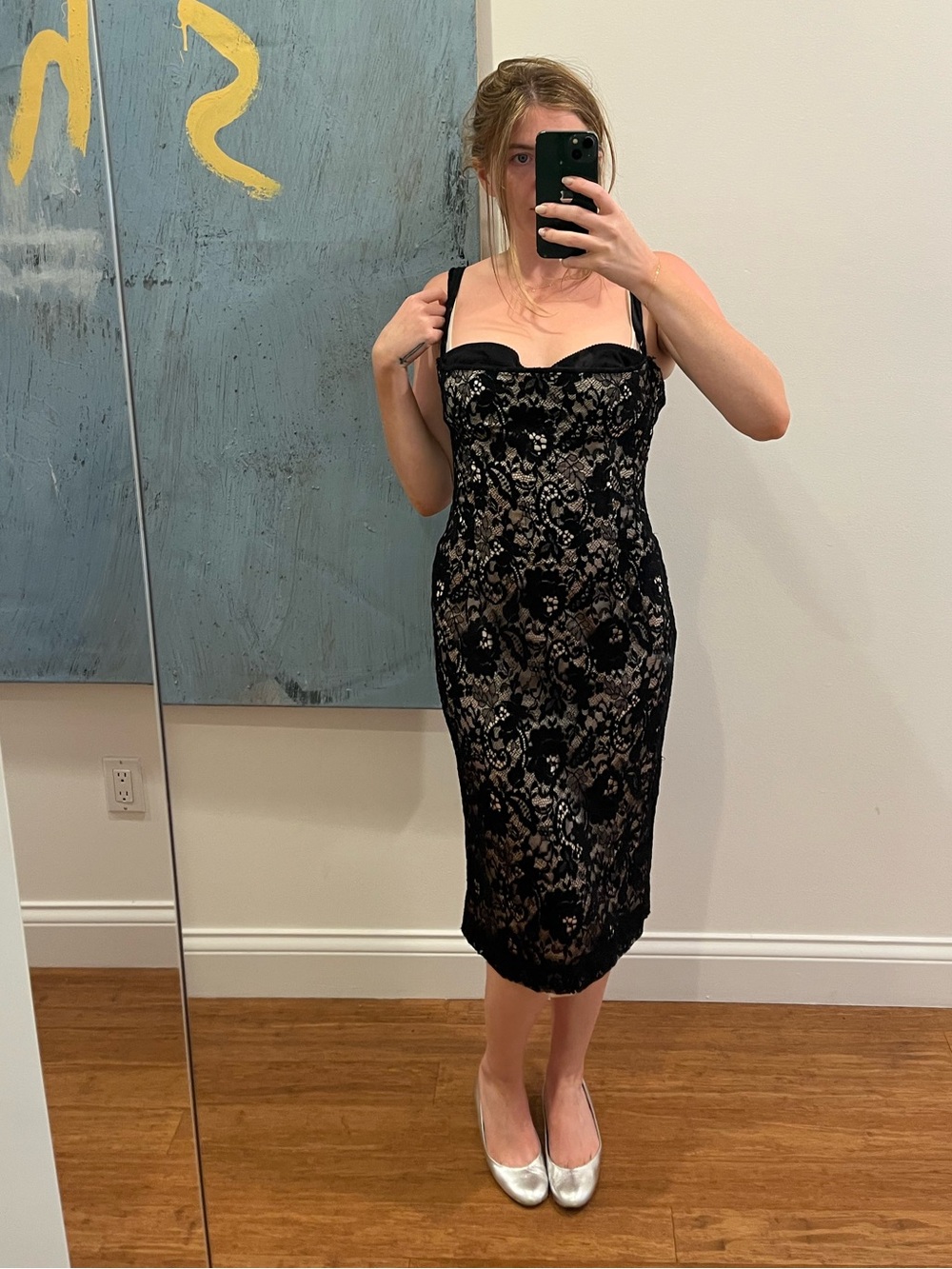 Vintage Dolce and Gabbana Black Lace Midi Dress